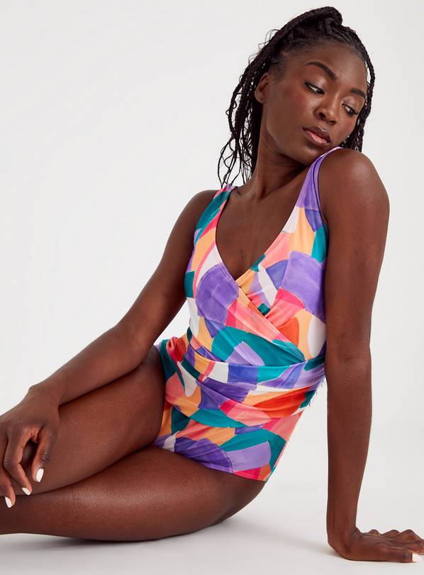 Abstract Print Wrap Swimsuit  6